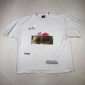Civilregime White RFC Skull Rose Graphic T Shirt Medium